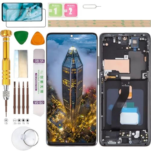 Gadget Troops Écran LCD (sans empreinte digitale) pour Samsung Galaxy S21 Ultra 5G SM-G998B/DS, G998B, G998U, G998U1, G998W, G998N, G9980 Kit de remplacement d'écran (Noir)
