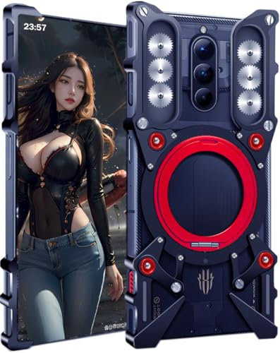 TECSHINE Carcasa de Teléfono Móvil para Nubia Redmagic 8S Pro, Funda para ZTE Red Magic 8S Pro+, Estuche con Marco Metálico, Armadura -Negro