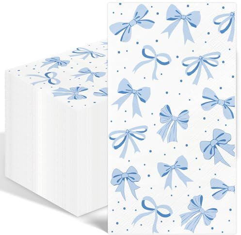 Schleife Serviette, 50 Stück Schleife Party Dekorationen, 50 Stück süße Schleife PartyServiette, Party Geschirr Supplies für Verlobung, Mädchen, Babyparty, Hochzeit
