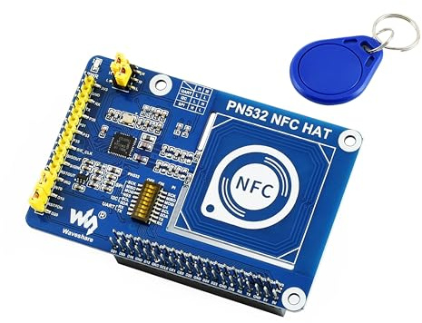 PN532 NFC HAT kompatibel mit Raspberry Pi 5/4B/3B+/3B/2B/A+/Zero W/WH/Zero 2 W/Pico/Pico 2W, PN532 Chip, unterstützt Multi NFC-/RFID-Karten, 13,56 MHz Band, I2C, SPI und UART-Schnittstellen