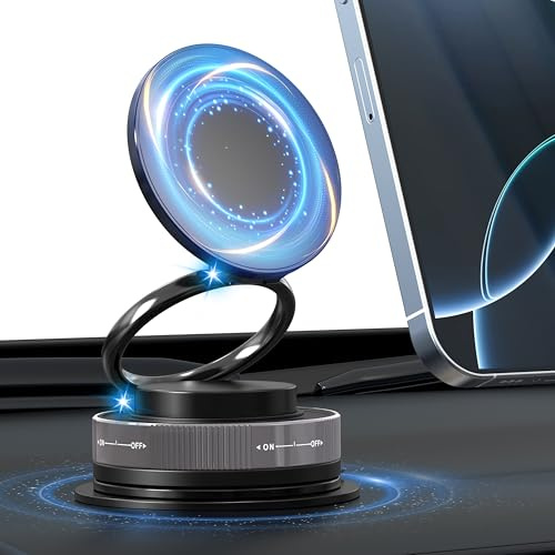 Ambienden Vacuum Magnetic Phone Holder Foldable&Portable Suction Phone Mount 360°Adjustable N55Magnet Suitable for windscreen/dashboard/desktop and many other scenarios