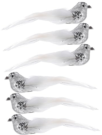 Alipis 6stücke Teiliges Silberfarbene Simulierte Vogel Weihnachtsbaumschmuck Kreative Deko Vögel Ornamente Für Weihnachtsbaum Gartendekoration