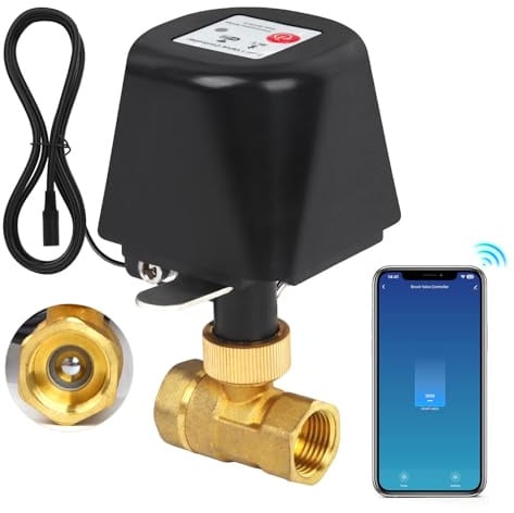 Smart WLAN Wasserventil, Motorkugelhahn mit App-Zeitplanung & Szenen, Timer, Alexa/Google Home kompatibel, Manueller Reset, für Garten-Bewässerung, Pool, Gewächshaus & Hydroponik, Messing, 1/2 Zoll