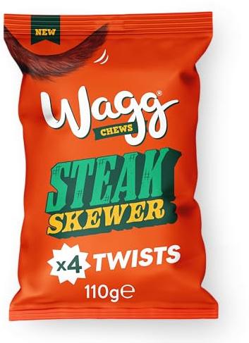 Wagg Chews Steak Skewer Sticks Dog Treats 110g (Pack of 12) | Rich in Beef - Less Than 5% Fat - Made with Real Meat Ingredients - No Added Sugar