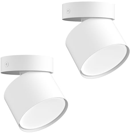 Klighten 2 Stück Deckenstrahler 1 Flammig GX53 Aufbauspot Schwenkbar Aufbaustrahler, Runde Deckenspots Aufputz Schwenkbar aus Aluminium, 81 x 79 mm, Ohne Leuchtmittel, Weiß