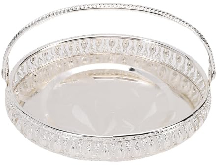 NOENNULL Oval Metal Fruit Bowl, Metal Fruit Bowl with Handle Decorative Bowl Serving Bowl Dinner Plates Serving Platters Zinc Alloy Decorative Tray for Candy Snacks Desserts