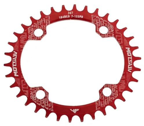 QitinDasen 104 BCD 36T Plato ancho estrecho para bicicleta ovalada (rojo)