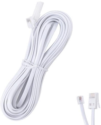 Ubramac BT Telephone Extension Cable 15M, White BT Male to Male 6-Pin Straight Through for UK Landline Phone Cord Home & Office Fax Modem Extender 6 Wire