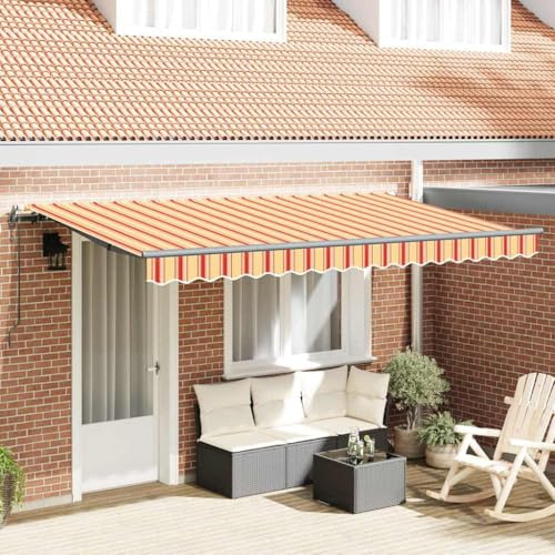 Markise Balkon,Einziehbare Markise Mehrfarbig 400 x 200 cm,Senkrechtmarkise für Pavillon, und Garten