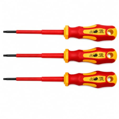 INGDAUM® VDE Destornillador Torx T8, T9 y T10 | Aislado contra 1000 V, Compatible con tornillos Torx, Individual o como set, También disponible T15, T20, T25, T30, T40