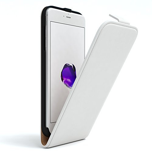 EAZY CASE Hülle kompatibel mit iPhone 7 Plus / 8 Plus Flip Cover zum Aufklappen, Handyhülle aufklappbar, Schutzhülle, Flipcover, Flipcase, Flipstyle Case vertikal klappbar, aus Kunstleder, Weiß