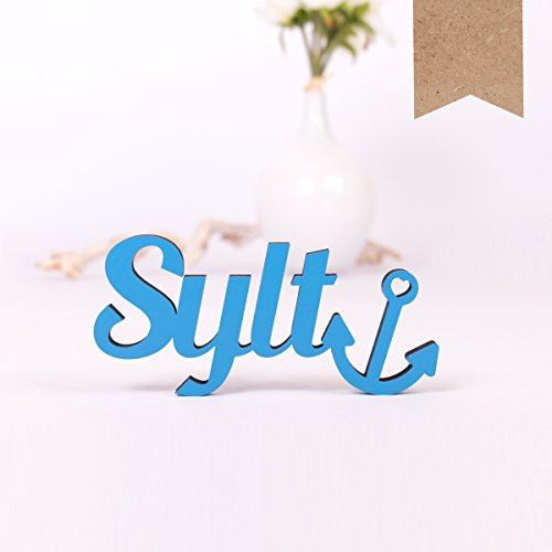 KLEINLAUT 3D-Schriftzug Sylt in Größe: 10 x 4,6 cm - Dekobuchstaben - 32 Farben zur Wahl - Natur (Holz)