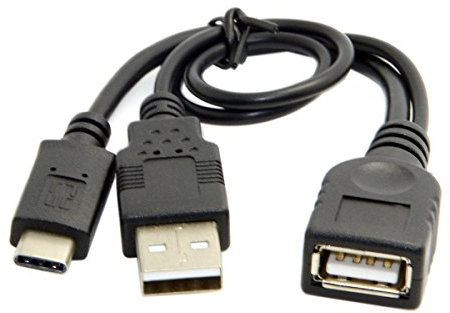 Cablecc Cavo dati OTG da USB-C tipo C USB 3.1 a USB 2.0 femmina con alimentazione per telefono cellulare e MacBook Pro
