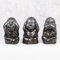 LEBENSwohnART 3er Set Shaolin Figuren Anthrazit aus Zement Dekoration Buddha Mönch sitzend