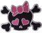 Skull Pink Hearts Bow Iron On Patch Sew On Girls Kids Clothes Embroidered Badge