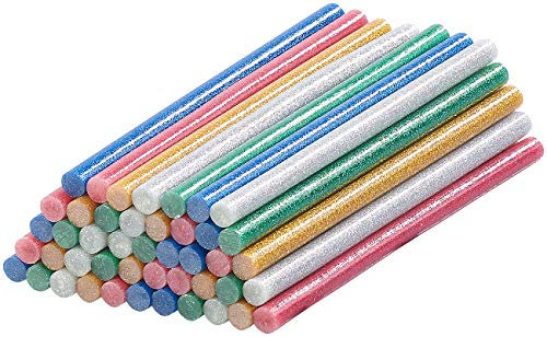 AGT Heißklebestifte: 50 Klebesticks für Heißklebepistolen, 11 x 200 mm, bunt glitzernd (Heißklebepistole Kleber, Klebestange für Heißklebepistole, Klebestifte)