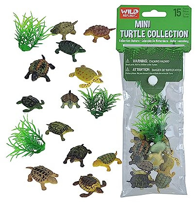 Wild Republic Polybag Mini Tortuga, Bolsa de Juguetes de la Selva, doce Especies de Animales de la Selva, Regalos de Cumpleaños para Niña y Niño, Animales Decorativos, Genial para el Juego Interactivo