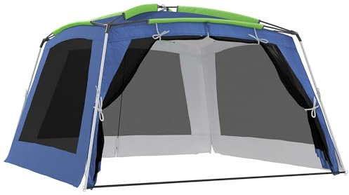 Outsunny 5-8 Person Camping Tent, Portable Dome Tent, Outdoor Screen House Sun Shelter, 360x355x215cm - Dark Blue/Green