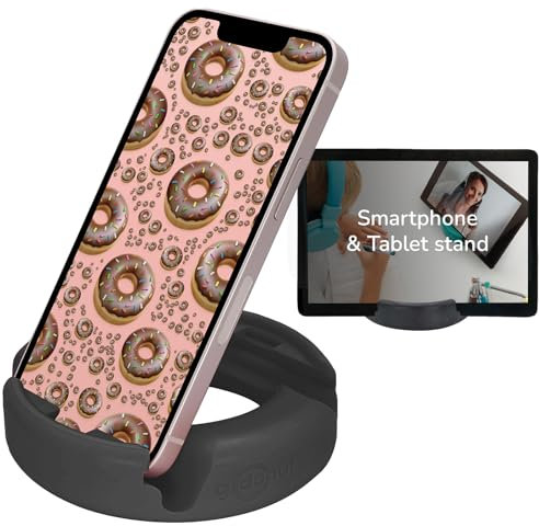 GoDonut - Telefonständer für den Schreibtisch - Handyhalter kompatibel mit Mobiltelefonen, Tablets, elektronischen Lesegeräten - Mehreckig - Schwarz Original