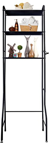Nyana Home | Estantería de Baño sobre Inodoro | 3 Alturas | Resistente a Agua y Polvo | Patas ajustables en Altura (Negro)