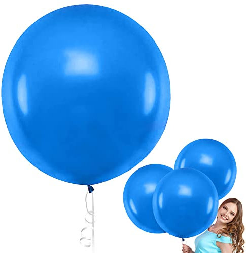 Riesenluftballons Blau, Riesen Luftballons, Grosse Luftballon Blau, XXL Luftballon Blau 90cm, Latex Riesenballon für Hochzeit Geburtstag Taufe Babyparty Kindergeburtstag Karnevals Deko