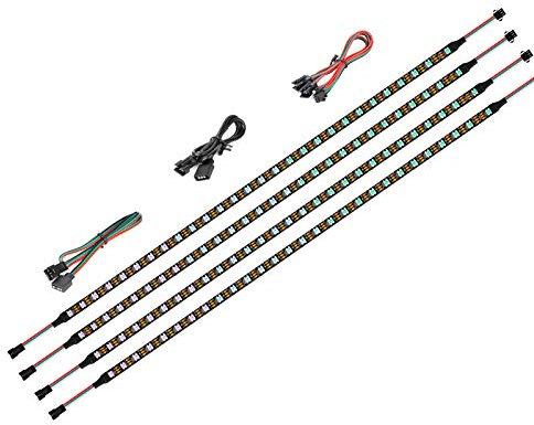 BTF-LIGHTING LED RGB PC Light Strip 4PCs 19in Individual Addressable LED Strip for 5V 3-Pin RGB LED Headers for Asus Aura LED Gigabyte RGB Fusion