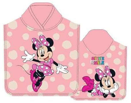variouss Toalla de Poncho para Playa y Piscina Infantil de Licencia Oficial (Minnie Mouse C)