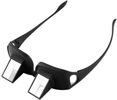 Lazy Readers Glasses Bed Prism Glasses Horizontal Mirror Lazy Eye Glasses for Laying Down Reading, Watch TV, Play Phone Games in Bed, Schwarz, Large