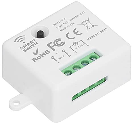 Sorandy 433MHz 10A Mini-Schaltermodul Mini-Modul Funkschalter, Dimmer-Unterbrechermodul-Fernbedienung, für Zuhause, AC 85‑240V