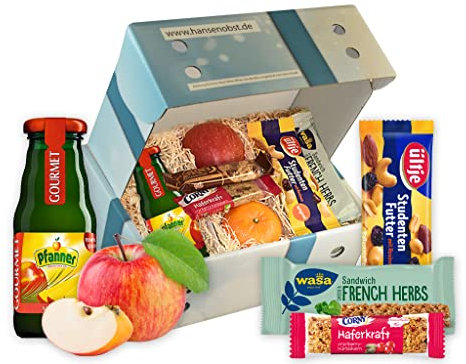 Hansen Obst - Geschenkbox - fruchtige Obst-Box - “(Home)Office-Snack-Box” - Präsentkorb - Obst-Geschenkset - gefüllte Obstkiste - Probier-Obstbox Die Himmelblaue