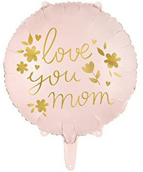 Folienballon Love you mom 35cm rund Helium Luftballon Partyballon Muttertag Liebe Deko Partydeko/PartyDeco Rosa Folie Ballon mit NachrichtLiebe dich Mama Muttertag Geschenk Ballon Girlande