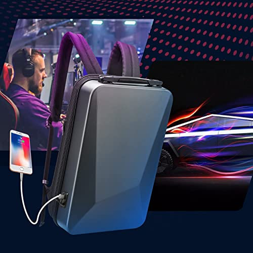 BOPAI Zaino espandibile 16L-24L, per laptop da 15-17,3 pollici con guscio rigido per uomo, Nero
