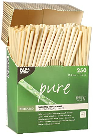Papstar 88482 Pure Trinkhalme, 15cm Länge, 4mm Durchmesser, 250 Stück