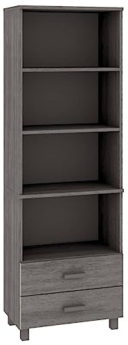 vidaXL Solid Wood Pine Highboard HAMAR in Light Grey - Spacious Storage Unit with Shelves and Drawers for Living Room or Bedroom