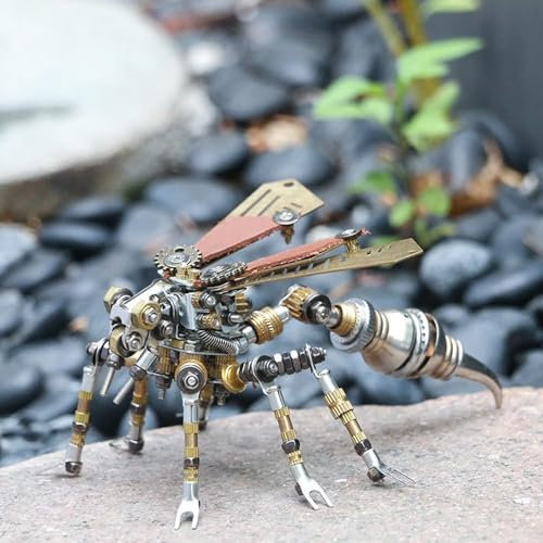 YANYUESHOP 3D Metal Puzzle, DIY Assembly Wasp Model Kit, Detachable 3D Jigsaw Puzzles Stainless Steel Building Kit for Adults, Mechanical Educational Toy, Brain Teaser Desk Ornament - 126Pcs