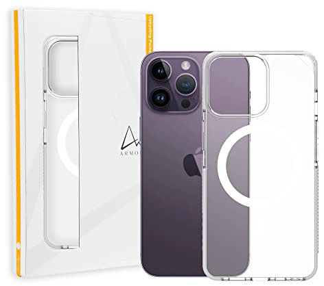 Armor Signature Magnetic Case for iPhone 14 Pro Max (Crystal Clear with Grey Tape)