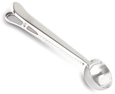 Stainless Steel Coffee Scoop Spoon Long Handle Coffee Spoon with Bag Clip for Coffee, Tea and Spices (Silver)