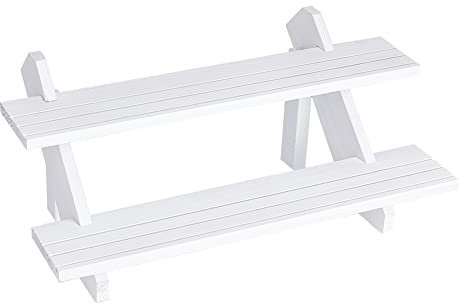 nbeads 2-Tier Retail Ohrring Display Riser, Weißer Ohrring Ringhalter Abnehmbarer Unbehandelter Holz Schmuckkarten Ausstellungsständer Für Den Einzelhandel Mit Nut für Kunsthandwerk Schmuck Display