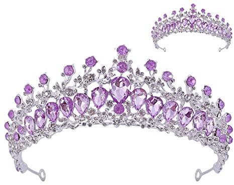 Frauen Hochzeit Krone Zink Legierung Braut Schmuck Exquisite Glänzende Durable Nicht Verformbar Für Frisur Styling Silber Lila