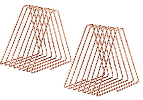 PATIKIL Triangle Desktop File Holder Rack, 2pcs Metal Vinyl Record Stand Holder Office File Organizer Triangle Bookshelf Decor for Desk Office Decor Rose Gold