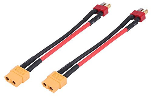 2 Stück XT60 auf T-Stecker-Adapter-Anschlusskabel 14 AWG mit 10 cm Draht für RC-Ladegerät (T-Stecker männlich auf XT60 weiblich)