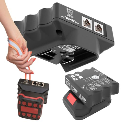 Portable Combo (Passive 24v/50v & Active af/at) PoE Injector Compatible with DeWalt/Milwaukee Battery Feed | Battery Powered | 1 Gigabit Full Duplex passthrough | up to 50 watt Power Supply | Ethernet
