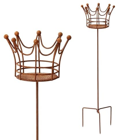 Kerzenhalter Blumenhalter Krone in DREI Größen Rost Deko Leuchtfeuer Krone Gartendeko Stab Edelrost (klein - 106cm hoch)