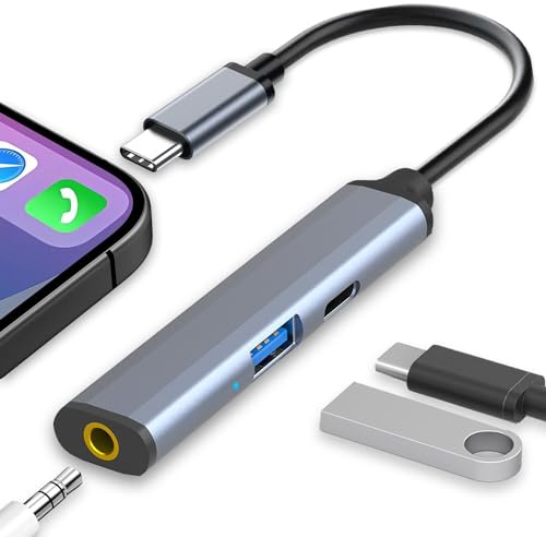 USB C Hub with 3.5mm Headphone Jack, 100W PD Charing and USB A Ports, VIENON 5 in 1 USB C Dongle for MacBook Pro/Air, ipad Pro, Samsung and More Type C Devices