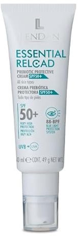 LENDAN - Crema Hidratante Facial - Essential Reload - 50 ml - Crema Prebiótica Reparadora - con Protector Solar SPF 50+ - para Todo Tipo de Pieles - No grasa - Fácil Absorción