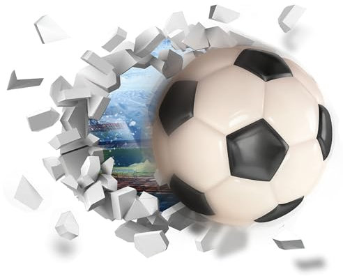 Football Wall Stickers, 3D Soccer Wallpaper for Boys Room, Vinyl Football Wall Art Stickers for Boys Bedroom Playroom Living Room Window Door Decoration