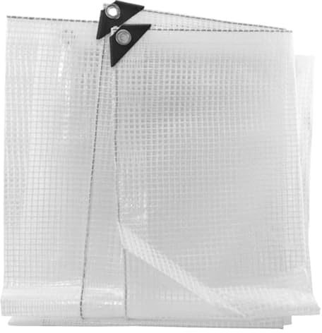 DIAH DO IT AT HOME Clear Tarpaulin with Reinforced Mesh 100GSM (4m x 5m) - Transparent Waterproof Tarp Cover & Ground Sheet for Greenhouse, Garden Plants, Patio Canopy & Balcony
