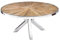Riess Ambiente Runder Esstisch Barracuda 120cm braun Teak Massivholz Glasplatte Silber Edelstahl verchromt Esszimmertisch Küchentisch