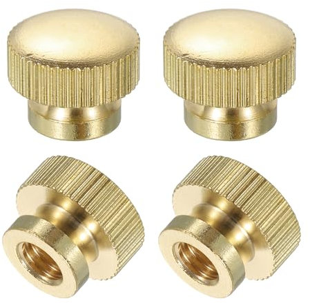 QUARKZMAN Dadi a Farfalla Scanalati, 4pz M6 x D14mm x H11mm Foro Cieco Ottone a Testa Alta con Colletto a Testa Alta Foro Cieco Elementi Fissaggio Pomelli Rotondi per Parti Stampanti 3D