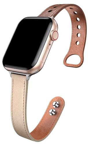 Correa de Cuero Compatible con Apple Watch 40mm 41mm 38mm, Mujeres Correa de Cuero de Repuesto para Apple Watch SE/Series 9/8/7/6/5/4/3/2/1